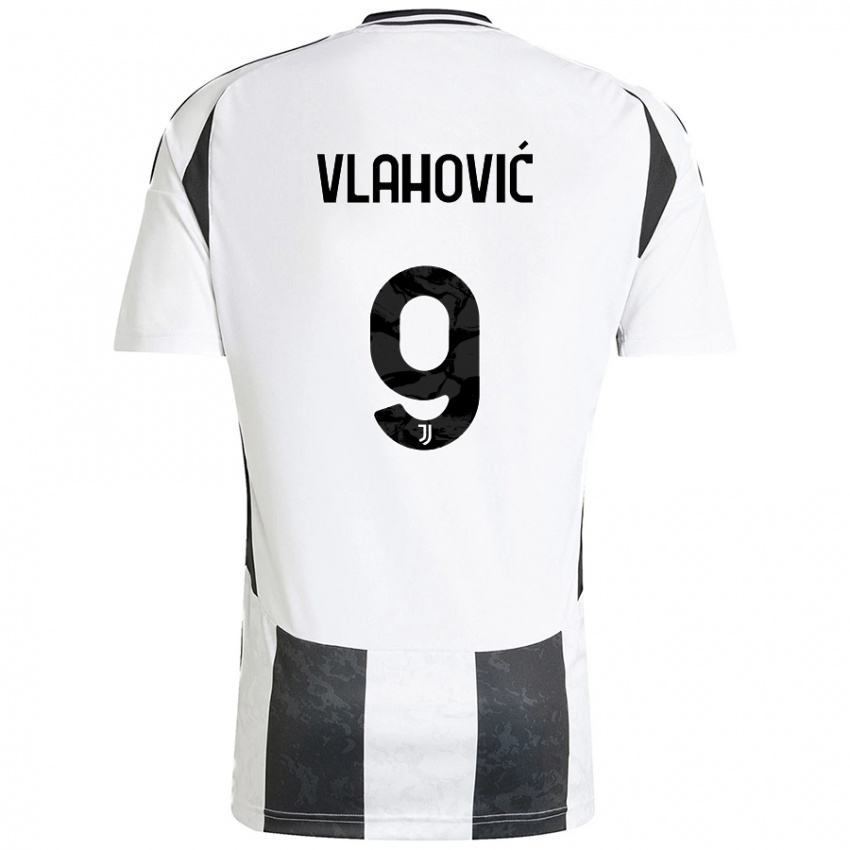 Hombre Camiseta Dusan Vlahovic #9 Blanco Negro 1ª Equipación 2024/25 La Camisa Chile