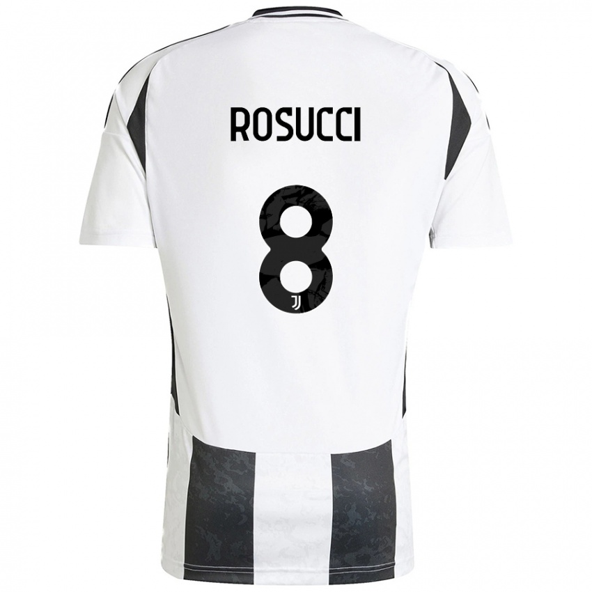 Hombre Camiseta Martina Rosucci #8 Blanco Negro 1ª Equipación 2024/25 La Camisa Chile