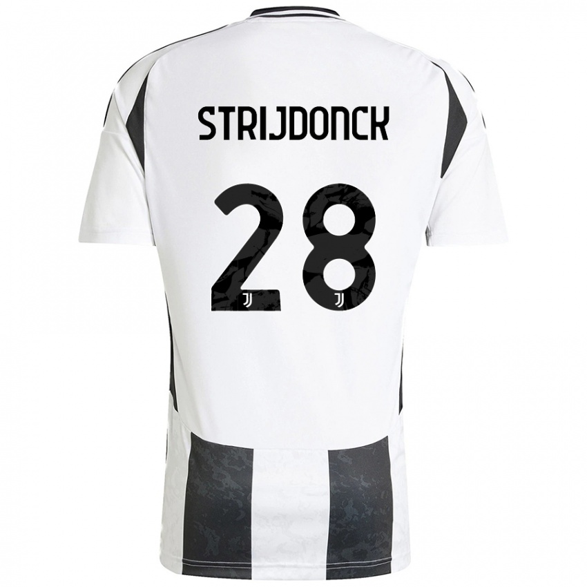 Hombre Camiseta Bayron Strijdonck #28 Blanco Negro 1ª Equipación 2024/25 La Camisa Chile