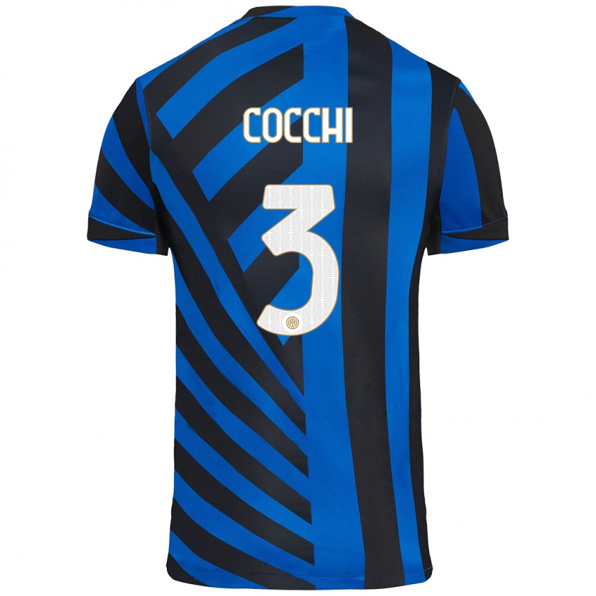 Hombre Camiseta Matteo Cocchi #3 Azul Negro 1ª Equipación 2024/25 La Camisa Chile