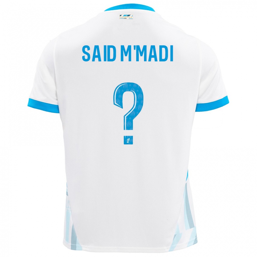 Hombre Camiseta Yakine Said M'madi #0 Blanco Azul Cielo 1ª Equipación 2024/25 La Camisa Chile