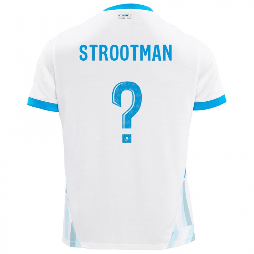 Hombre Camiseta Kevin Strootman #0 Blanco Azul Cielo 1ª Equipación 2024/25 La Camisa Chile