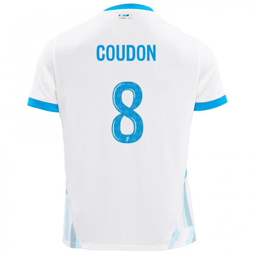 Hombre Camiseta Marine Coudon #8 Blanco Azul Cielo 1ª Equipación 2024/25 La Camisa Chile