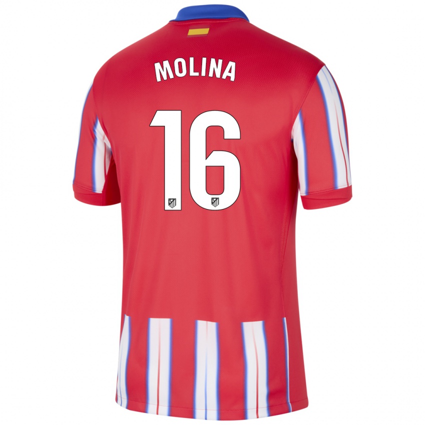 Hombre Camiseta Nahuel Molina #16 Rojo Blanco Azul 1ª Equipación 2024/25 La Camisa Chile