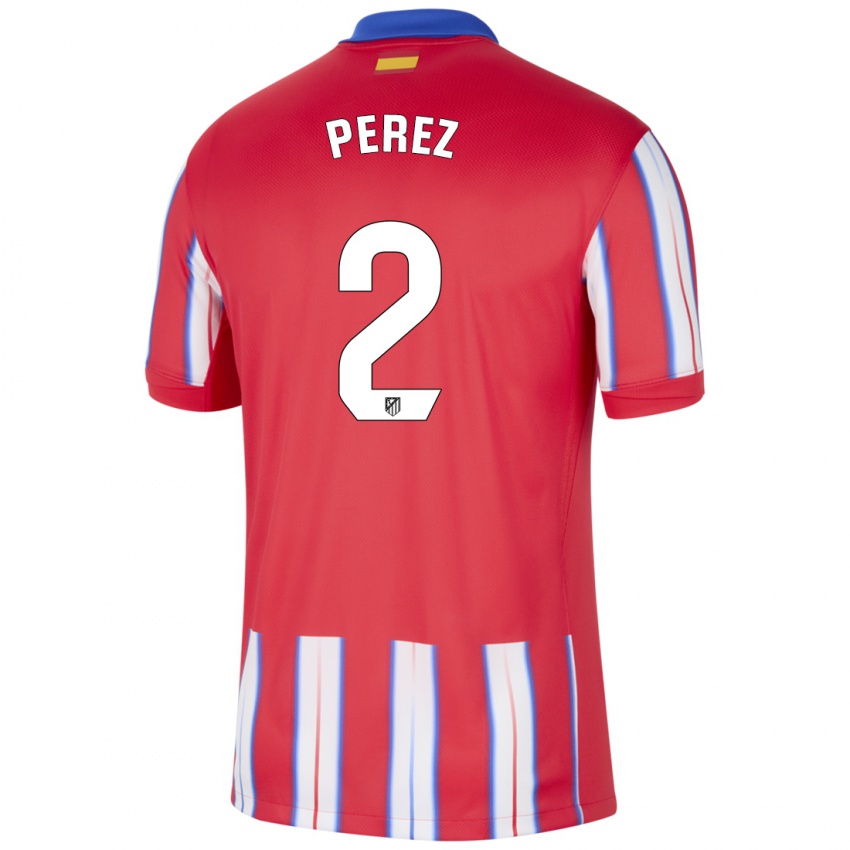 Hombre Camiseta Xènia Pérez #2 Rojo Blanco Azul 1ª Equipación 2024/25 La Camisa Chile