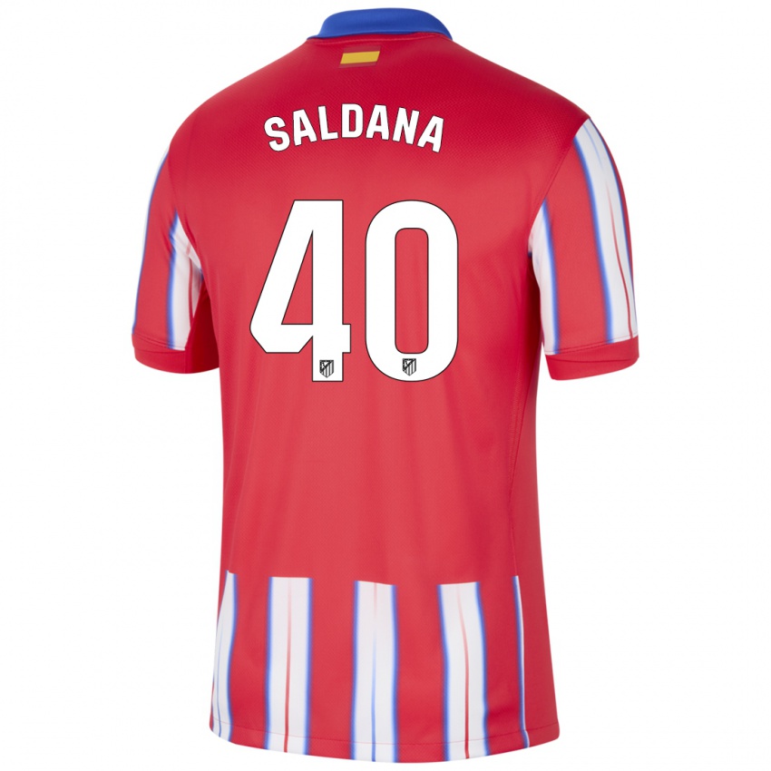 Hombre Camiseta Jose Saldana #40 Rojo Blanco Azul 1ª Equipación 2024/25 La Camisa Chile