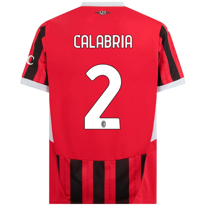 Hombre Camiseta Davide Calabria #2 Rojo Negro 1ª Equipación 2024/25 La Camisa Chile