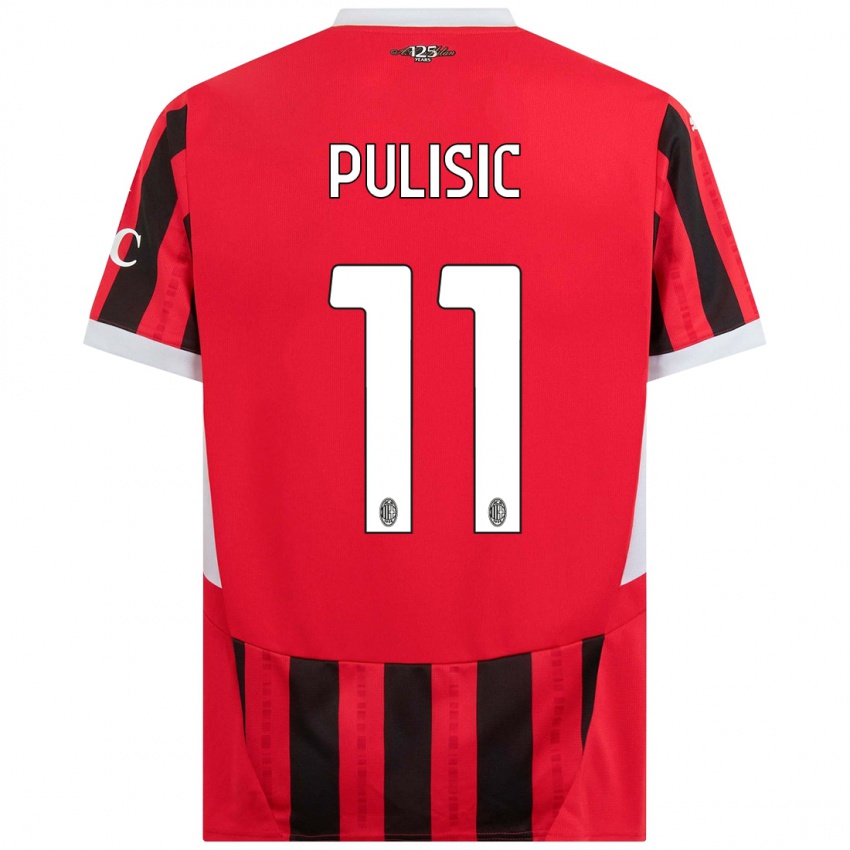 Hombre Camiseta Christian Pulisic #11 Rojo Negro 1ª Equipación 2024/25 La Camisa Chile