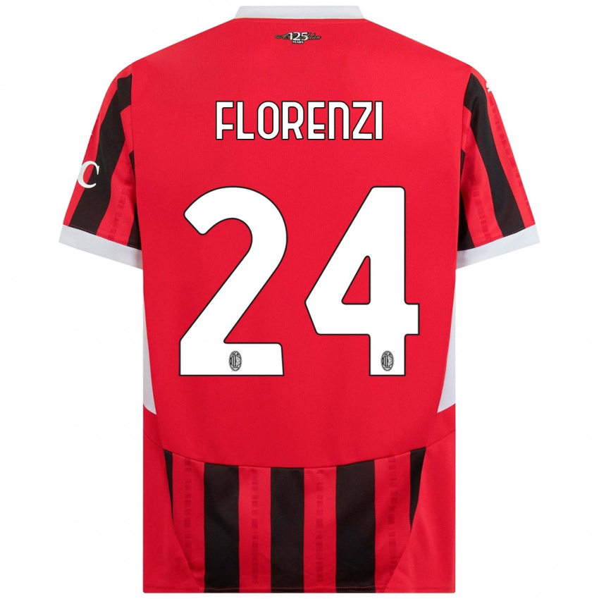 Hombre Camiseta Alessandro Florenzi #24 Rojo Negro 1ª Equipación 2024/25 La Camisa Chile