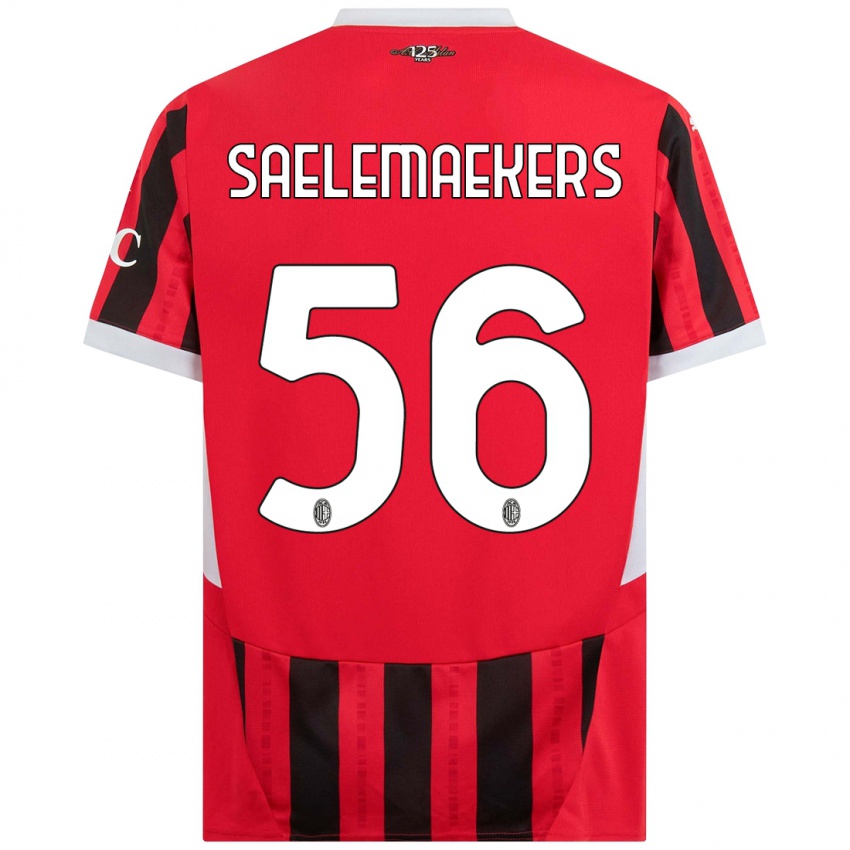 Hombre Camiseta Alexis Saelemaekers #56 Rojo Negro 1ª Equipación 2024/25 La Camisa Chile