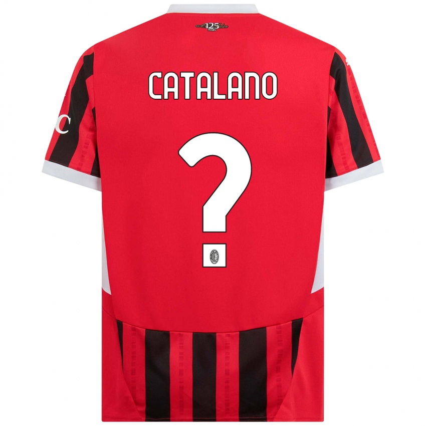 Hombre Camiseta Alessio Catalano #0 Rojo Negro 1ª Equipación 2024/25 La Camisa Chile