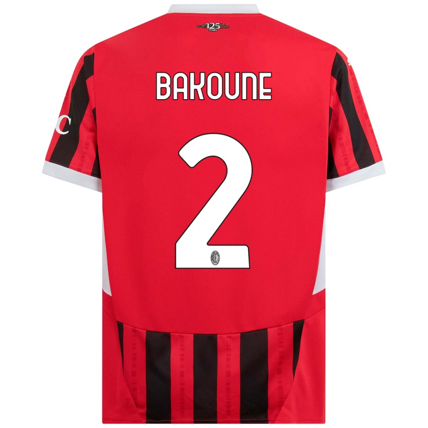 Hombre Camiseta Adam Bakoune #2 Rojo Negro 1ª Equipación 2024/25 La Camisa Chile