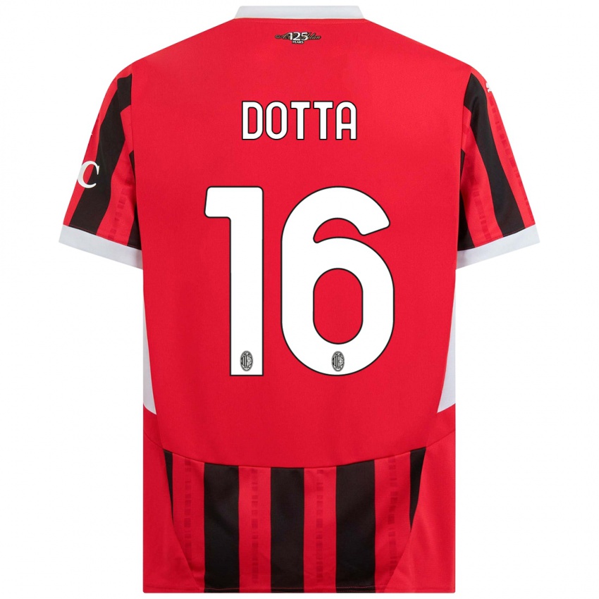 Hombre Camiseta Cristiano Dotta #16 Rojo Negro 1ª Equipación 2024/25 La Camisa Chile