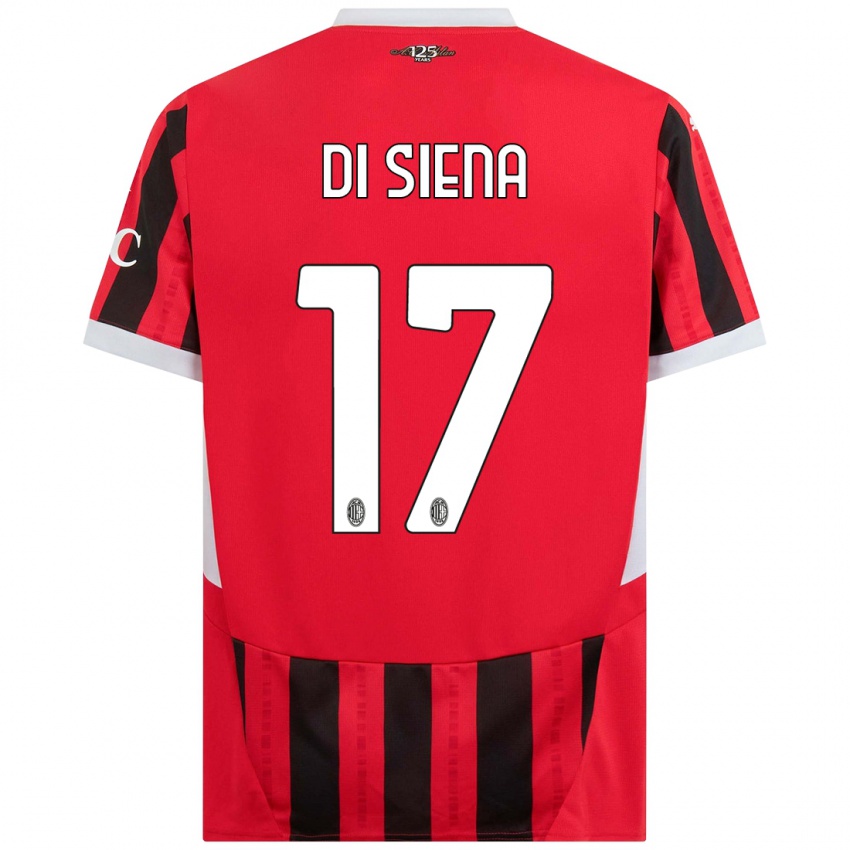 Hombre Camiseta Andrea Di Siena #17 Rojo Negro 1ª Equipación 2024/25 La Camisa Chile