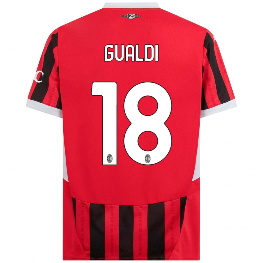 Hombre Camiseta Andrea Gualdi #18 Rojo Negro 1ª Equipación 2024/25 La Camisa Chile