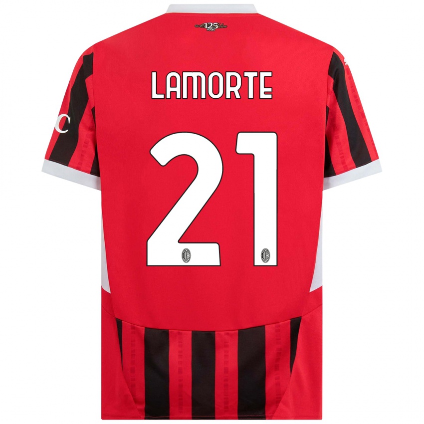 Hombre Camiseta Alessandro Lamorte #21 Rojo Negro 1ª Equipación 2024/25 La Camisa Chile