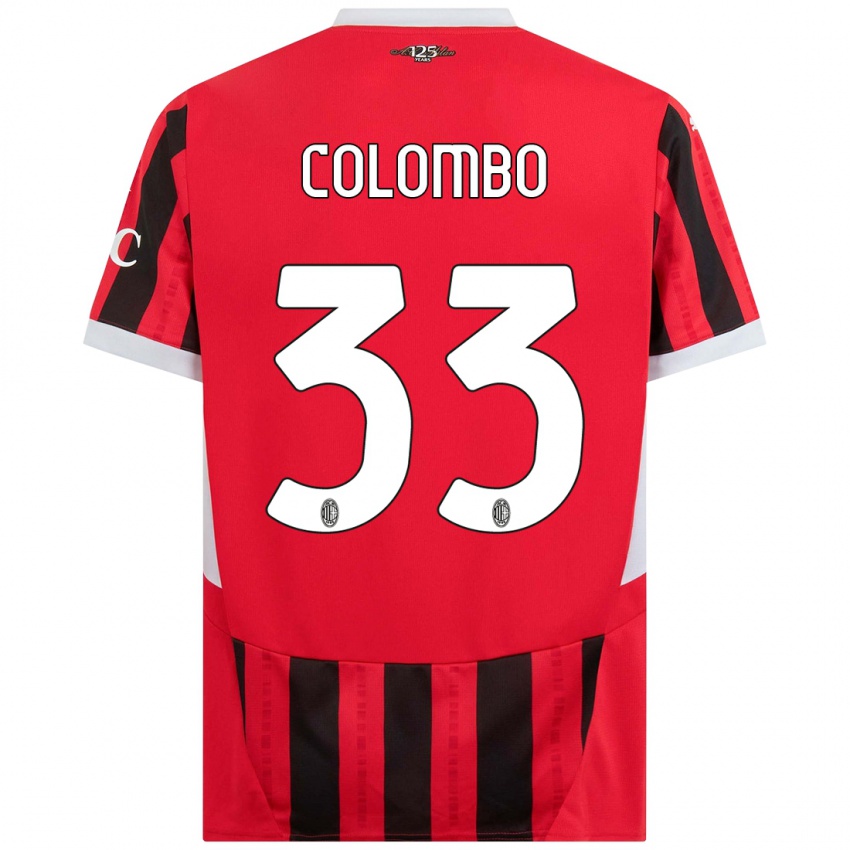 Hombre Camiseta Federico Colombo #33 Rojo Negro 1ª Equipación 2024/25 La Camisa Chile