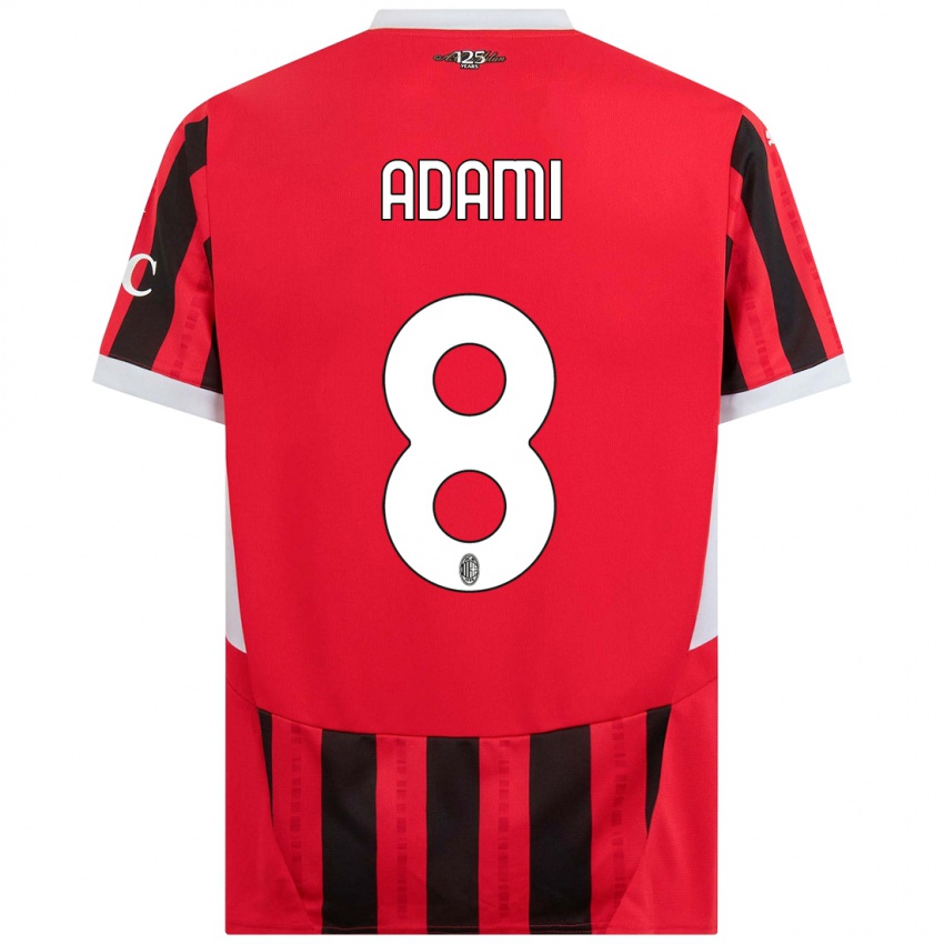 Hombre Camiseta Greta Adami #8 Rojo Negro 1ª Equipación 2024/25 La Camisa Chile