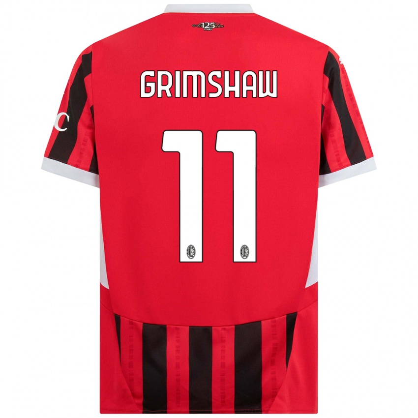 Hombre Camiseta Christy Grimshaw #11 Rojo Negro 1ª Equipación 2024/25 La Camisa Chile