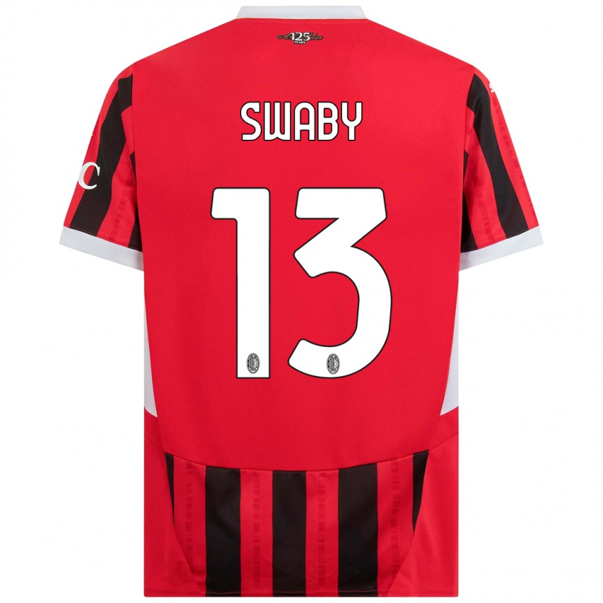 Hombre Camiseta Allyson Swaby #13 Rojo Negro 1ª Equipación 2024/25 La Camisa Chile