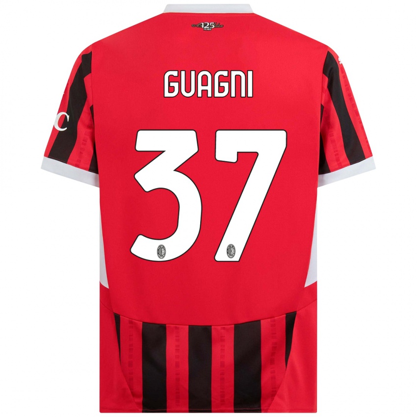 Hombre Camiseta Alia Guagni #37 Rojo Negro 1ª Equipación 2024/25 La Camisa Chile