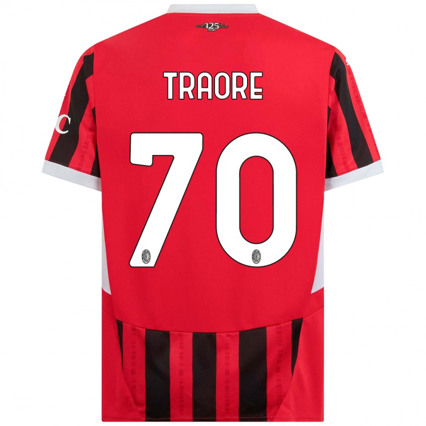 Hombre Camiseta Chaka Traore #70 Rojo Negro 1ª Equipación 2024/25 La Camisa Chile