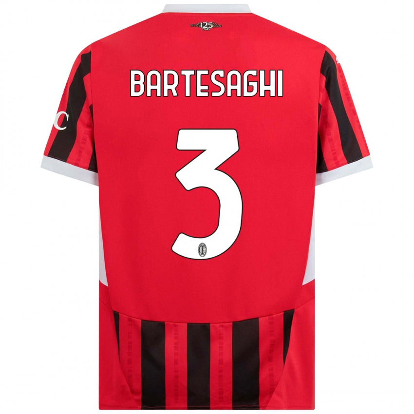 Hombre Camiseta Davide Bartesaghi #3 Rojo Negro 1ª Equipación 2024/25 La Camisa Chile