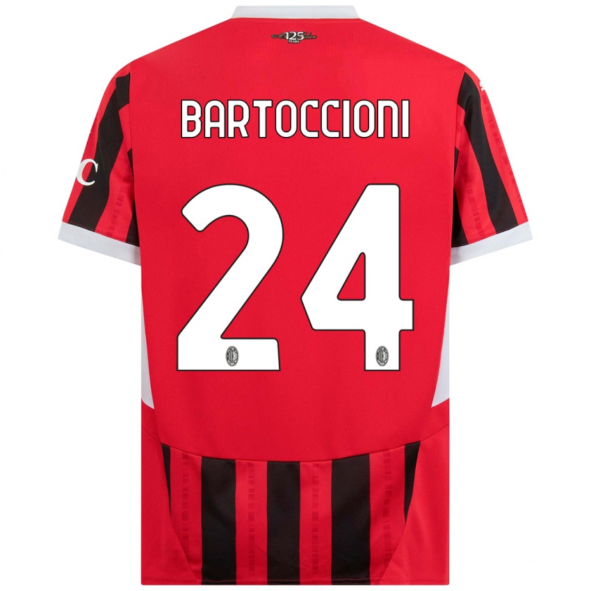 Hombre Camiseta Andrea Bartoccioni #24 Rojo Negro 1ª Equipación 2024/25 La Camisa Chile