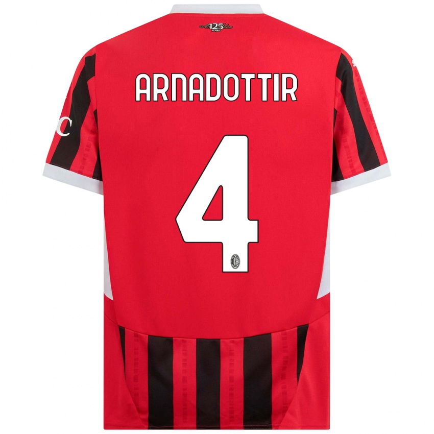 Hombre Camiseta Guony Arnadottir #4 Rojo Negro 1ª Equipación 2024/25 La Camisa Chile