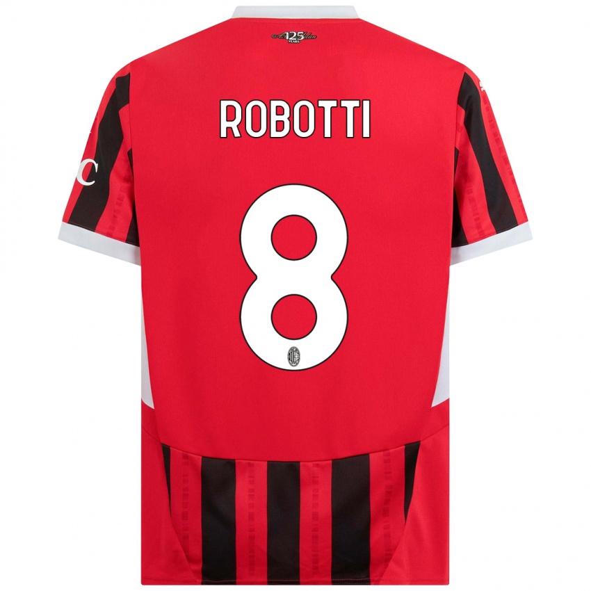 Hombre Camiseta Giovanni Robotti #8 Rojo Negro 1ª Equipación 2024/25 La Camisa Chile