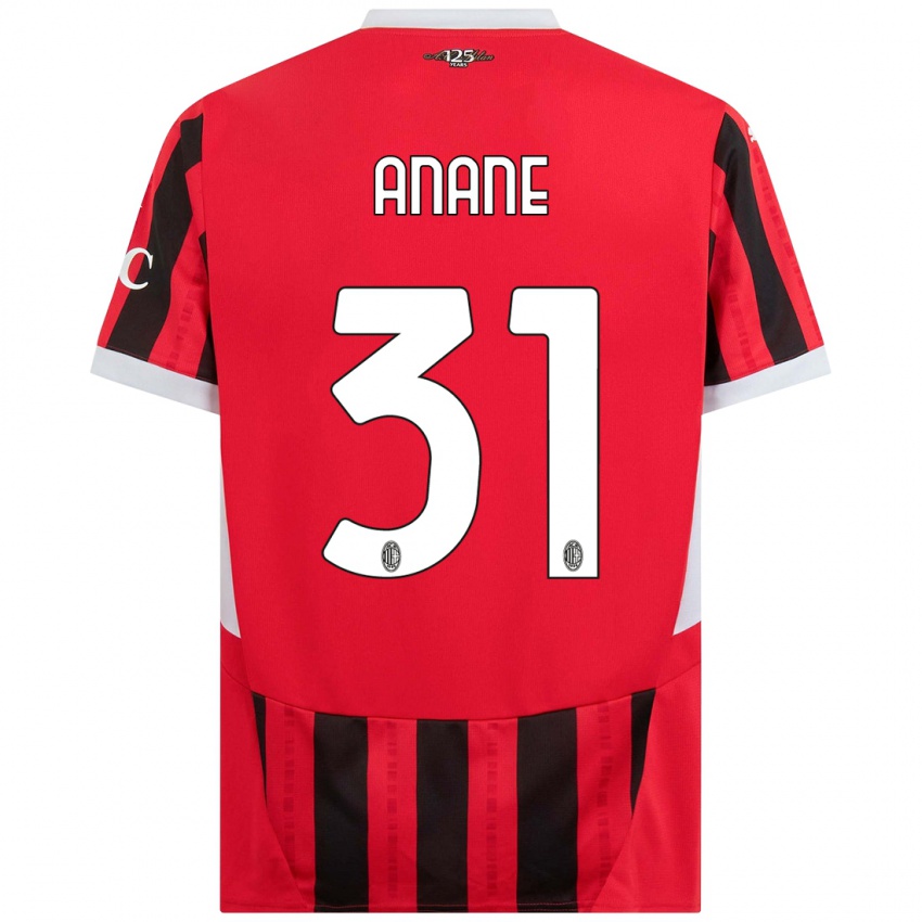 Hombre Camiseta Emmanuel Anane #31 Rojo Negro 1ª Equipación 2024/25 La Camisa Chile