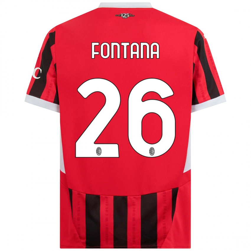 Hombre Camiseta Francesco Fontana #26 Rojo Negro 1ª Equipación 2024/25 La Camisa Chile