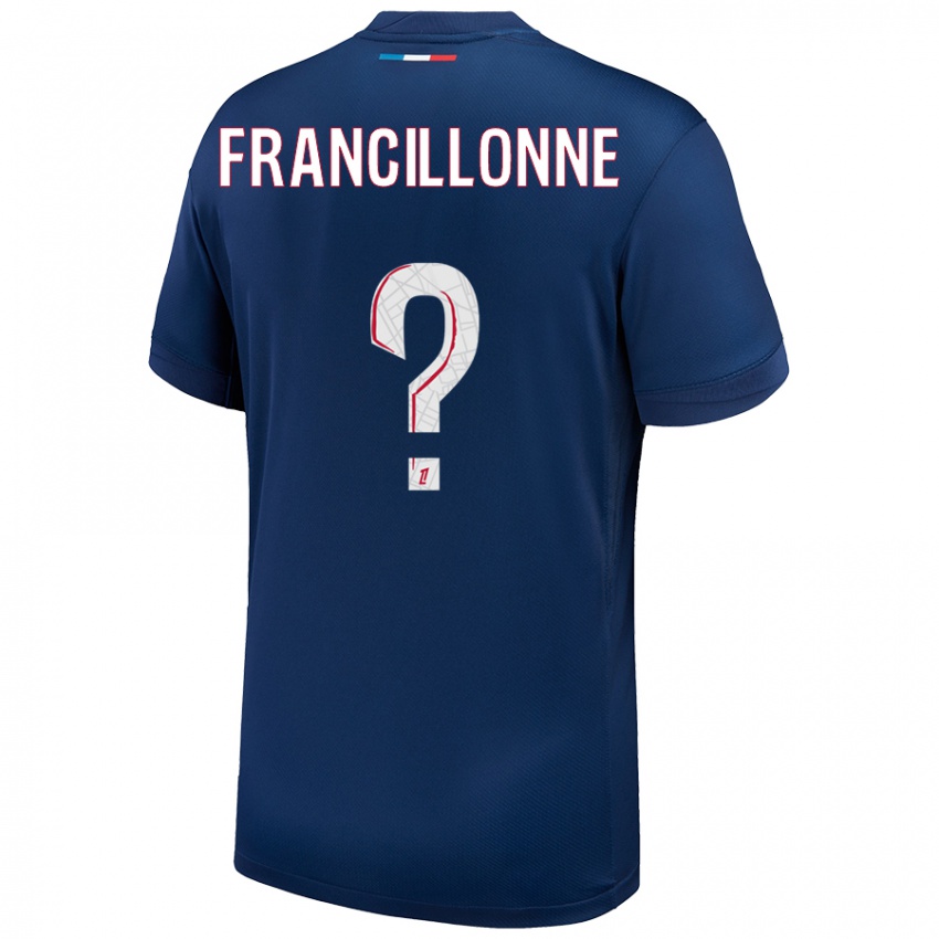 Hombre Camiseta Bryan Francillonne #0 Azul Marino Blanco 1ª Equipación 2024/25 La Camisa Chile