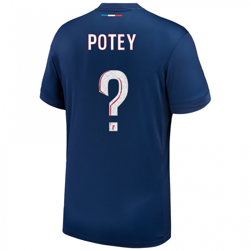 Hombre Camiseta Keahson Potey #0 Azul Marino Blanco 1ª Equipación 2024/25 La Camisa Chile