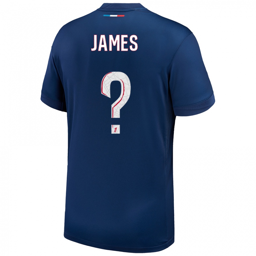 Hombre Camiseta Martin James #0 Azul Marino Blanco 1ª Equipación 2024/25 La Camisa Chile