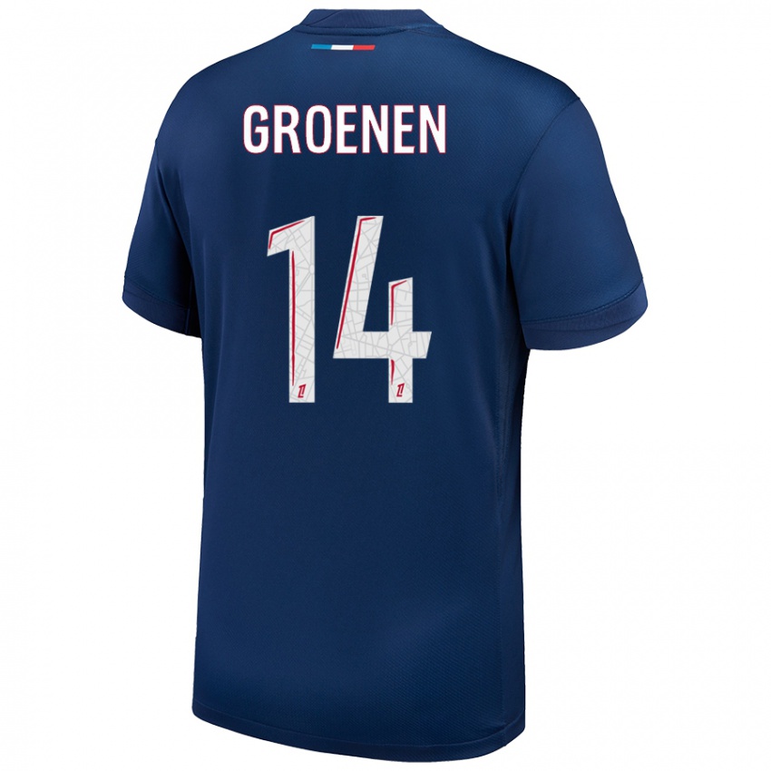 Hombre Camiseta Jackie Groenen #14 Azul Marino Blanco 1ª Equipación 2024/25 La Camisa Chile