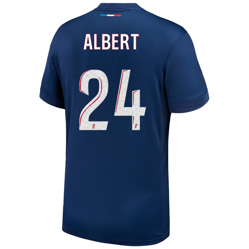 Hombre Camiseta Korbin Albert #24 Azul Marino Blanco 1ª Equipación 2024/25 La Camisa Chile