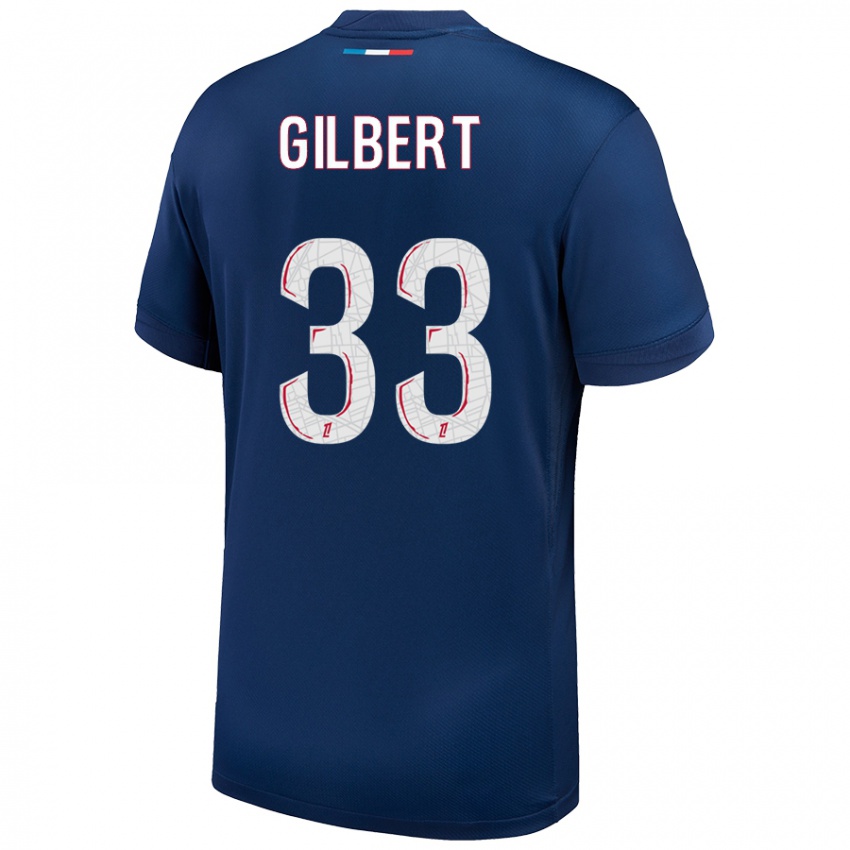 Hombre Camiseta Tara Elimbi Gilbert #33 Azul Marino Blanco 1ª Equipación 2024/25 La Camisa Chile