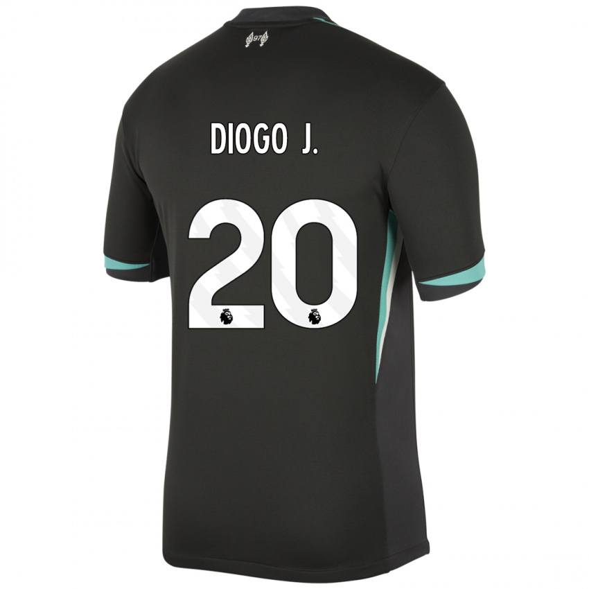 Hombre Camiseta Diogo Jota #20 Negro Antracita Blanco 2ª Equipación 2024/25 La Camisa Chile