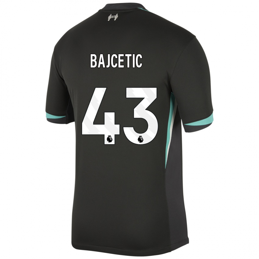 Hombre Camiseta Stefan Bajcetic #43 Negro Antracita Blanco 2ª Equipación 2024/25 La Camisa Chile