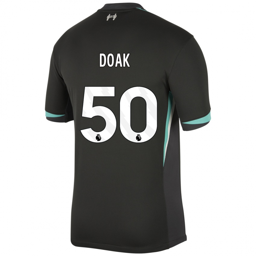 Hombre Camiseta Ben Doak #50 Negro Antracita Blanco 2ª Equipación 2024/25 La Camisa Chile