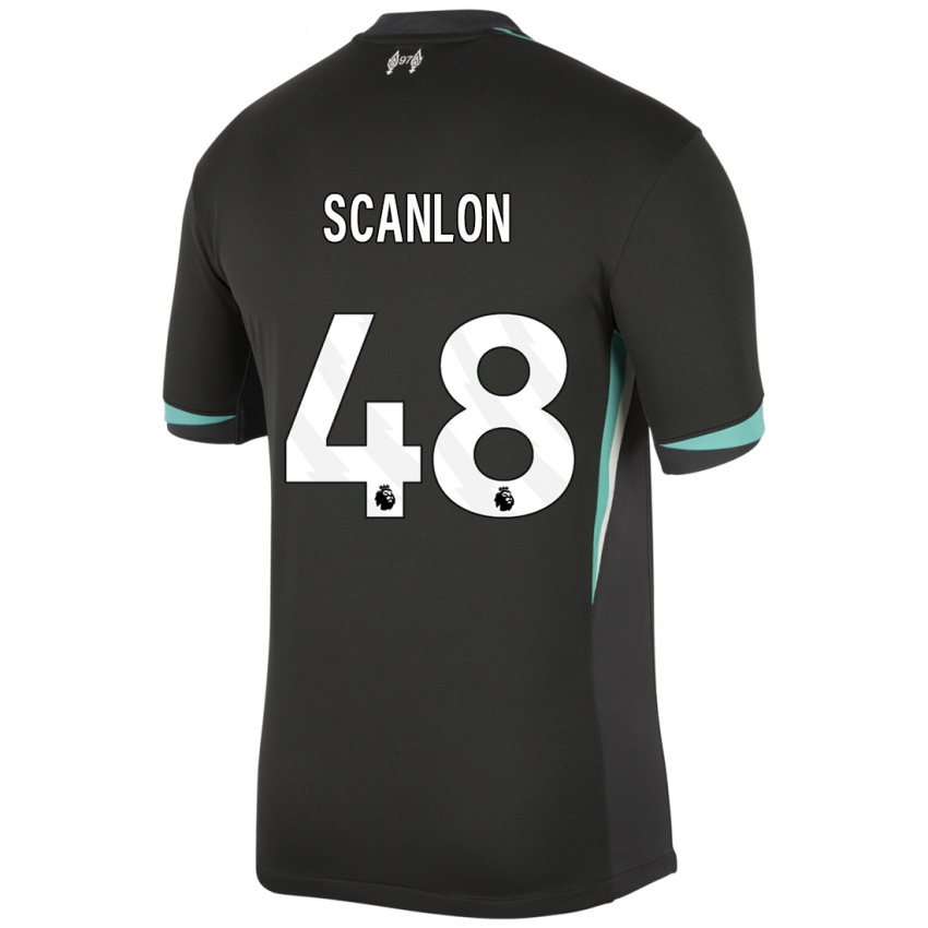 Hombre Camiseta Calum Scanlon #48 Negro Antracita Blanco 2ª Equipación 2024/25 La Camisa Chile