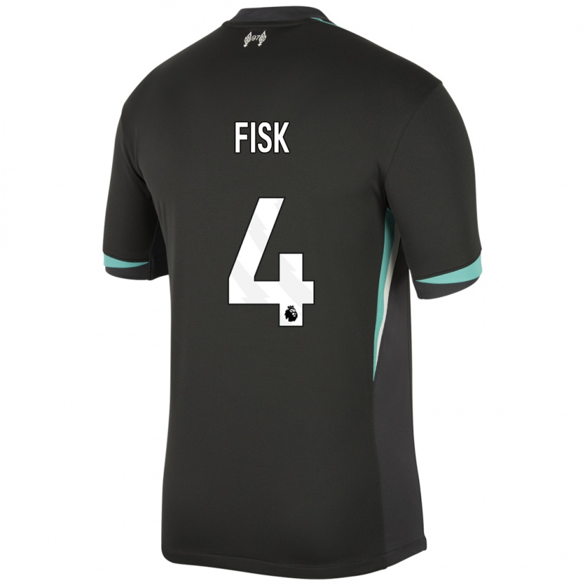 Hombre Camiseta Grace Fisk #4 Negro Antracita Blanco 2ª Equipación 2024/25 La Camisa Chile