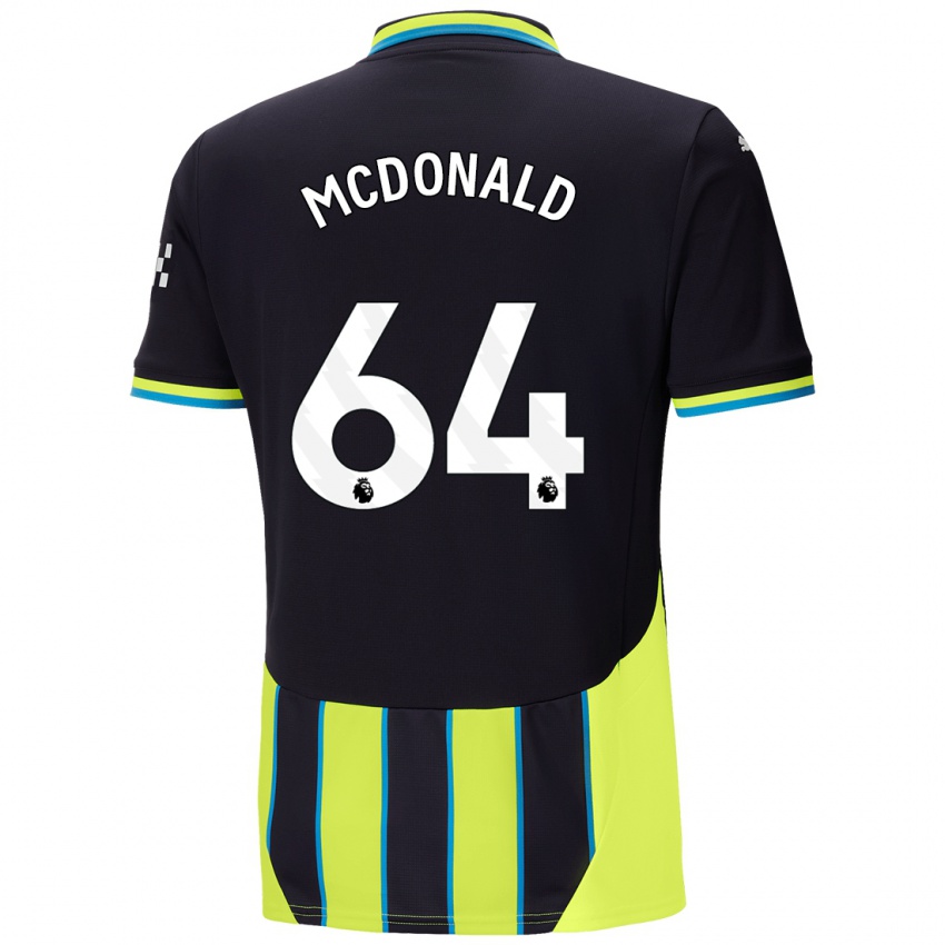 Hombre Camiseta Rowan Mcdonald #64 Azul Amarillo 2ª Equipación 2024/25 La Camisa Chile