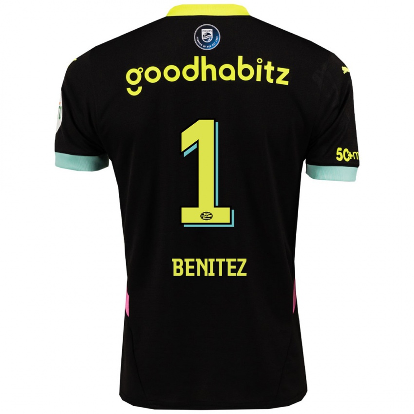 Hombre Camiseta Walter Benitez #1 Negro Amarillo 2ª Equipación 2024/25 La Camisa Chile