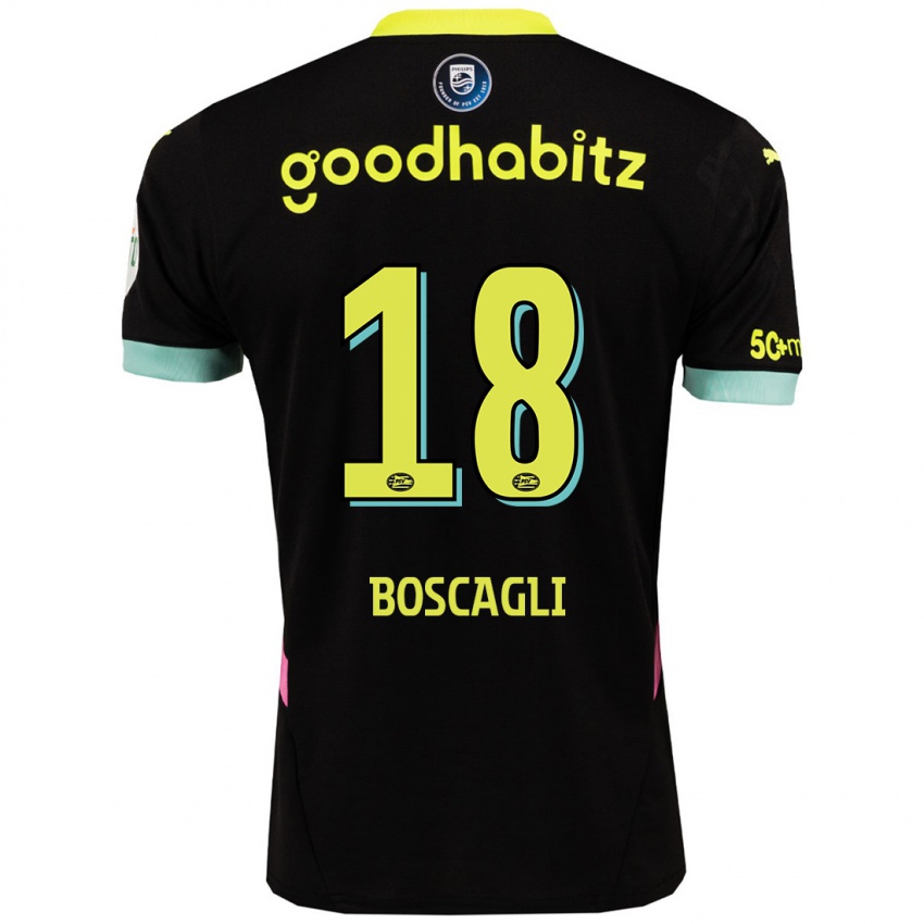 Hombre Camiseta Olivier Boscagli #18 Negro Amarillo 2ª Equipación 2024/25 La Camisa Chile