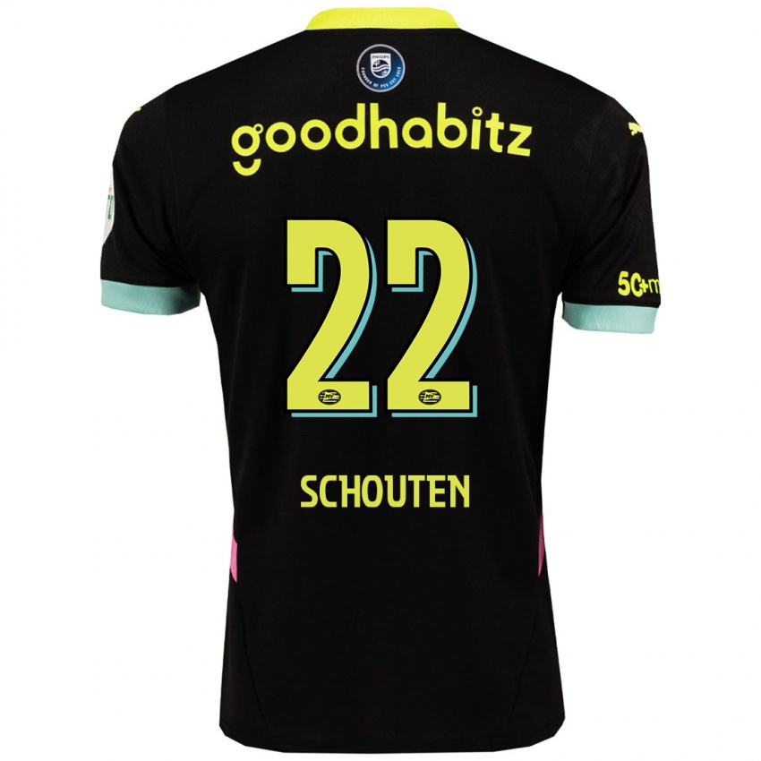 Hombre Camiseta Jerdy Schouten #22 Negro Amarillo 2ª Equipación 2024/25 La Camisa Chile