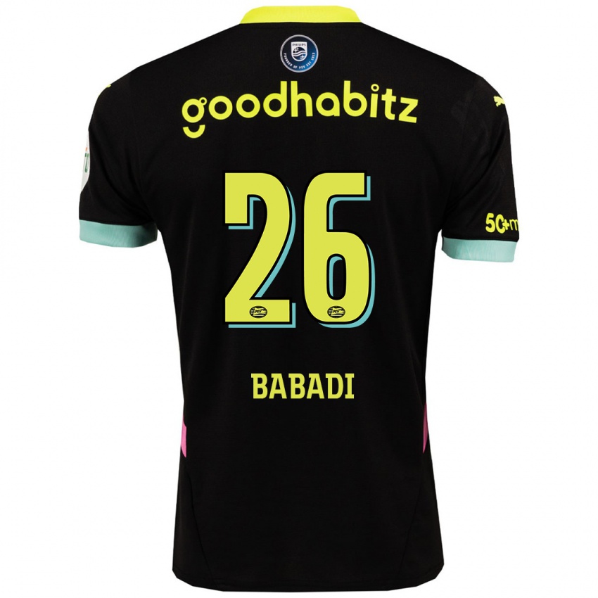 Hombre Camiseta Isaac Babadi #26 Negro Amarillo 2ª Equipación 2024/25 La Camisa Chile