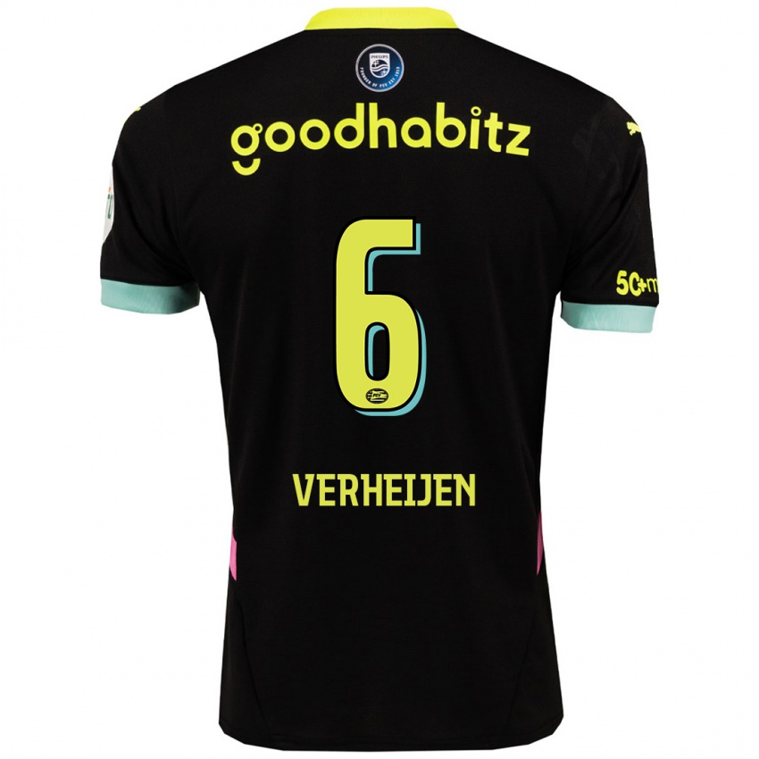 Hombre Camiseta Janneke Verheijen #6 Negro Amarillo 2ª Equipación 2024/25 La Camisa Chile