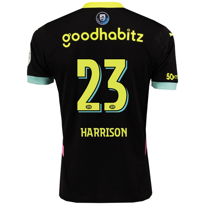 Hombre Camiseta Amy Harrison #23 Negro Amarillo 2ª Equipación 2024/25 La Camisa Chile